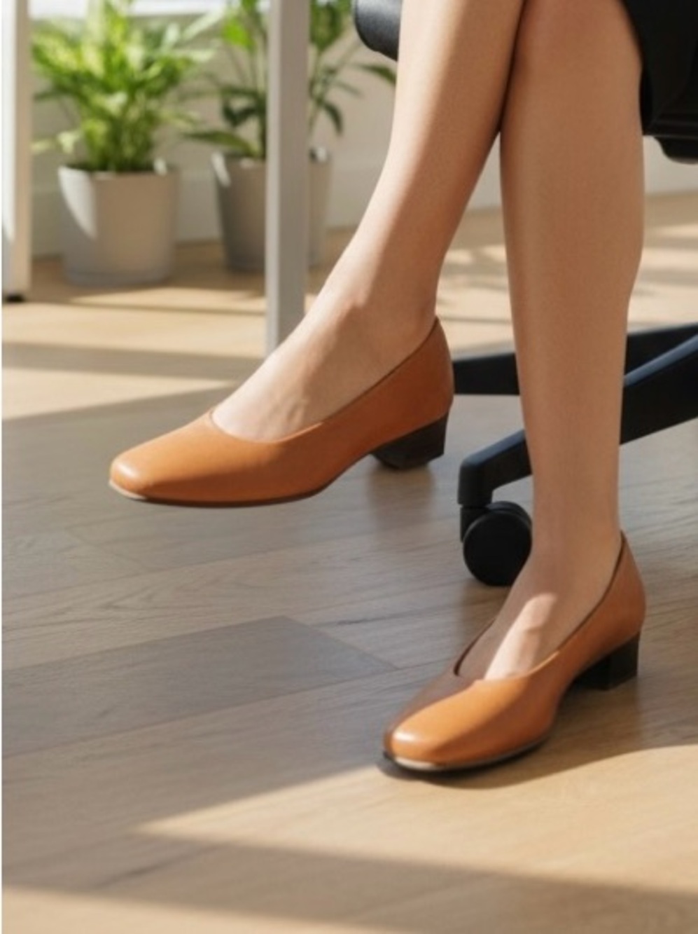 Naturalizer Tan Leather Natural Flex Low Block Heel Pumps Size 9M